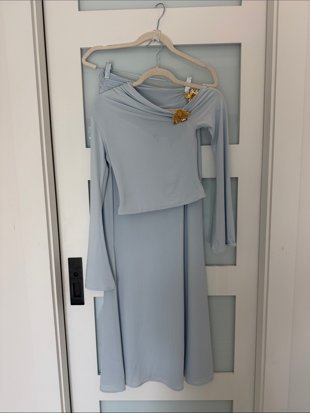 Meshki Ainsley Long Sleeve & Maxi Skirt in Pale Blue